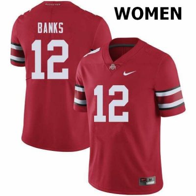 NCAA Ohio State Buckeyes Women's #12 Sevyn Banks Red Nike Football College Jersey SBP6045ZK